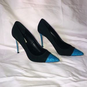 DUNE london black and sparkle suede pump- sz37